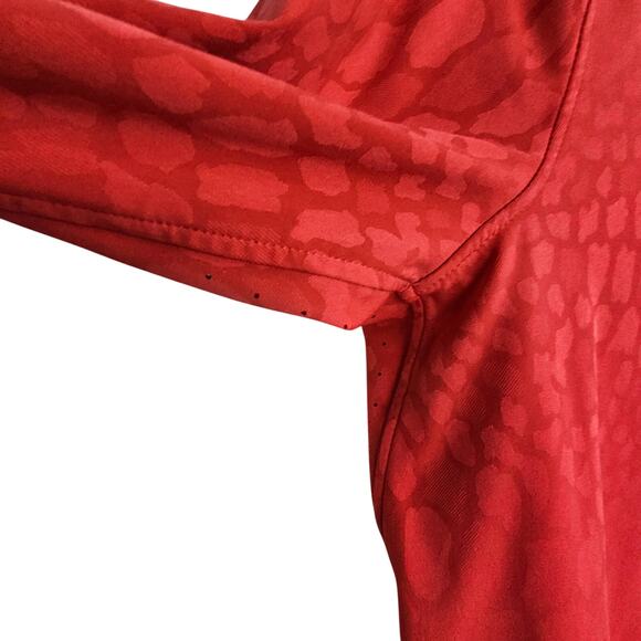 Athleta Shirt Women XS Red Urbanite Textured Top Button Up Collared Neck Vented - Picture 6 of 10